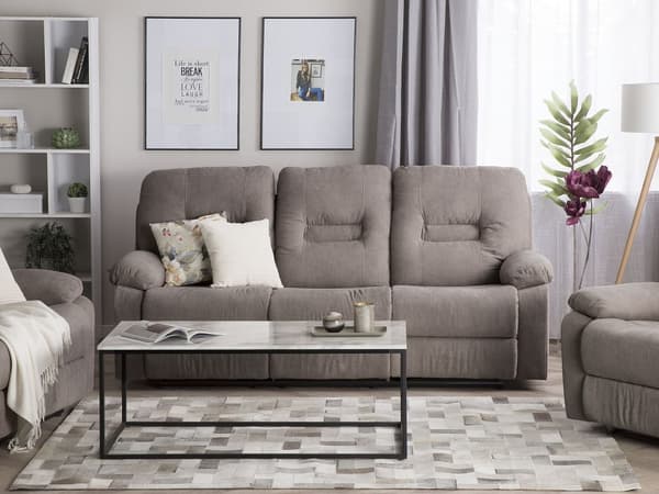 Hvilesofa Taupe Beige 3-seters Manuell Justerbar Rygg Fotstøtte