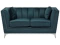 Miniatyrbilde 1 av 11: 2-seters Sofa Blå Grønn Fløyel Komfortabel Vintage Glamour Stue