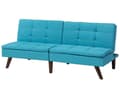 Miniatyrbilde 4 av 8: Sovesofa Blå 3-seter Vattert Møbeltrekk Klikk-klakk Delt rygg Metallben