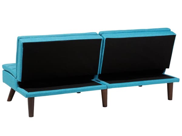 Sovesofa Blå 3-seter Vattert Møbeltrekk Klikk-klakk Delt rygg Metallben