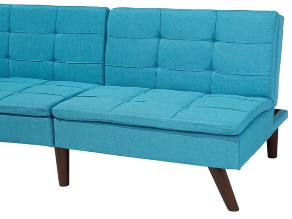 Sovesofa Blå 3-seter Vattert Møbeltrekk Klikk-klakk Delt rygg Metallben