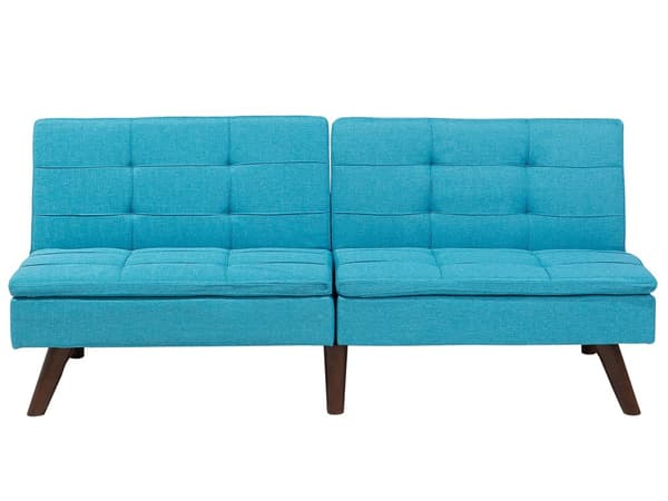 Sovesofa Blå 3-seter Vattert Møbeltrekk Klikk-klakk Delt rygg Metallben