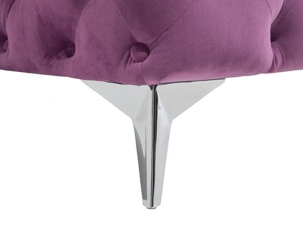 3-seters sofa i lilla fløyel og Chesterfield-stil med lav rygg