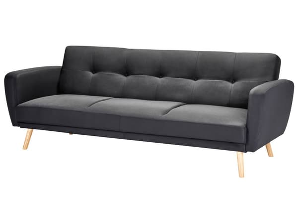 Sovesofa Svart stoff polstret 3-seters konvertible treben Moderne Minimalistisk Stue