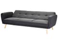 Miniatyrbilde 6 av 11: Sovesofa Svart stoff polstret 3-seters konvertible treben Moderne Minimalistisk Stue