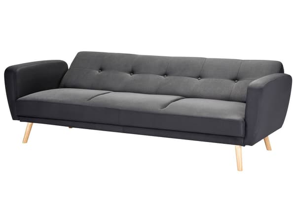 Sovesofa Svart stoff polstret 3-seters konvertible treben Moderne Minimalistisk Stue