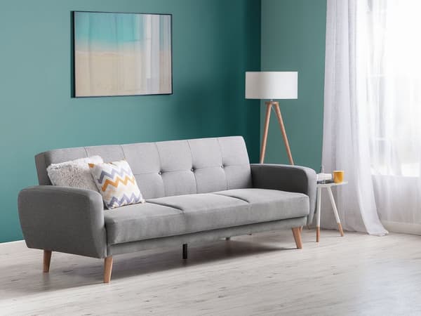 Sovesofa grått stoff polstret 3-seters konvertible treben Moderne Minimalistisk Stue