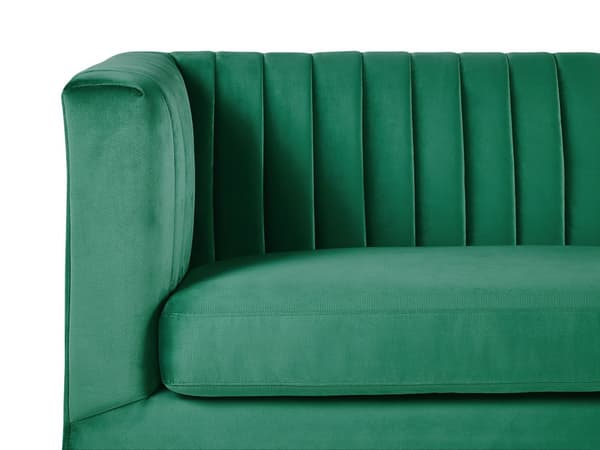 Sofa Grønn Fløyel 3-seter Dekorative ben i akryl Quilting Klassisk Mid-Century Stue