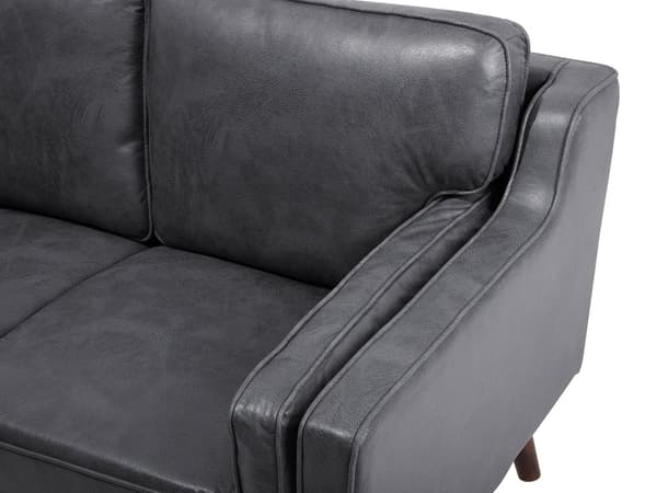 Sofa Grå 3-seter Fløyel Ben Eiketre Klassisk Stue fra midten av århundret