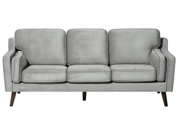 Sofa Lysegrå 3-seter Fløyel Ben Eiketre Klassisk Stue fra midten av århundret