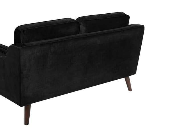 Sofa Svart 2-seter Fløyel Ben Eiketre Klassisk Stue fra midten av århundret