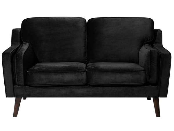 Sofa Svart 2-seter Fløyel Ben Eiketre Klassisk Stue fra midten av århundret