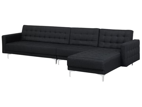 Hjørnesofa Grafittgrå Tuftet Stoff Moderne L-formet Modulær 5-seters Venstre Sjeselong