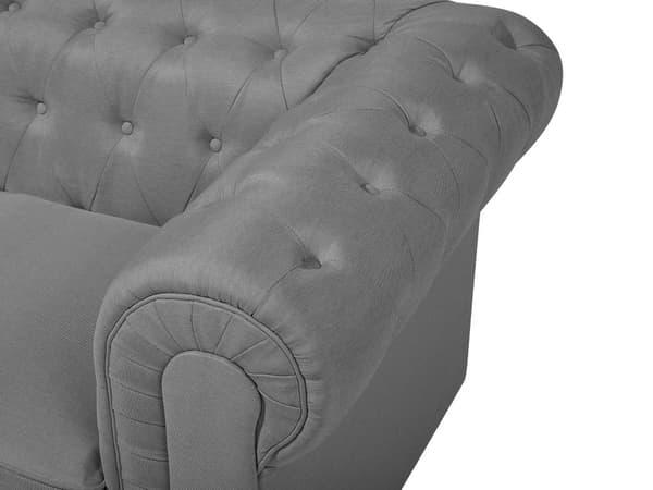 Chesterfield Stuesett Lysegrå Stoff Mørkt Tre 3-seters Sofa + Lenestol