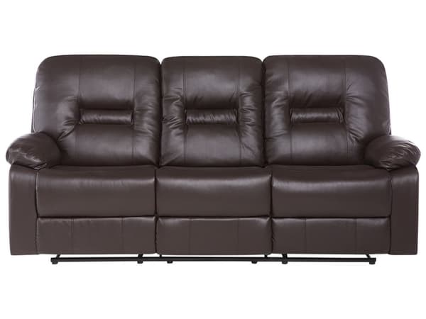 Hvilesofa Brun 3-seters Kunstskinn Manuell Justerbar Rygg Fotstøtte