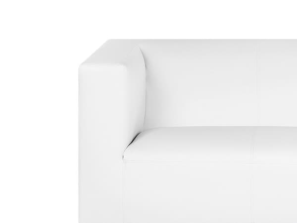 3-seters Sofa Hvit kunstskinn Sølv metallben moderne