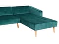 Miniatyrbilde 9 av 11: Hjørnesovesofa med 3 puter Grønn Fløyelspolstring Lette Treben Liggende Venstrehånds Sjeselong 4-seter