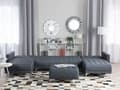 Miniatyrbilde 4 av 11: Hjørnesofa Mørkegrå Stoff U-formet Modulær 5-seter med fotskammel og sjeselonger Moderne design
