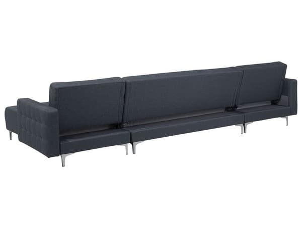 Hjørnesofa Mørkegrå Stoff U-formet Modulær 5-seter med fotskammel og sjeselonger Moderne design