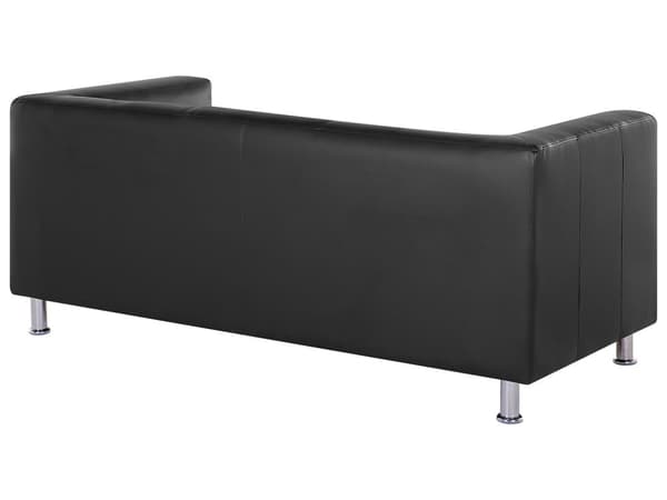 3-seters Sofa Svart kunstskinn Sølv metallben Moderne