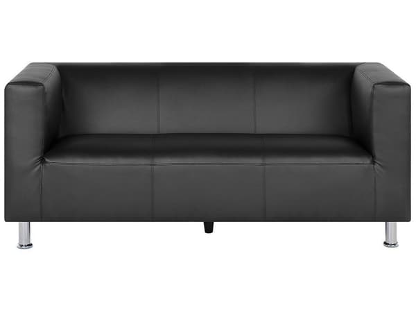 3-seters Sofa Svart kunstskinn Sølv metallben Moderne
