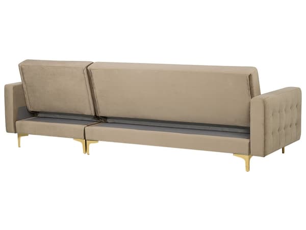 Hjørnesofa Beige Fløyel Moderne L-formet Modulær 4-seter med fotskammel og sjeselong Venstrevendt