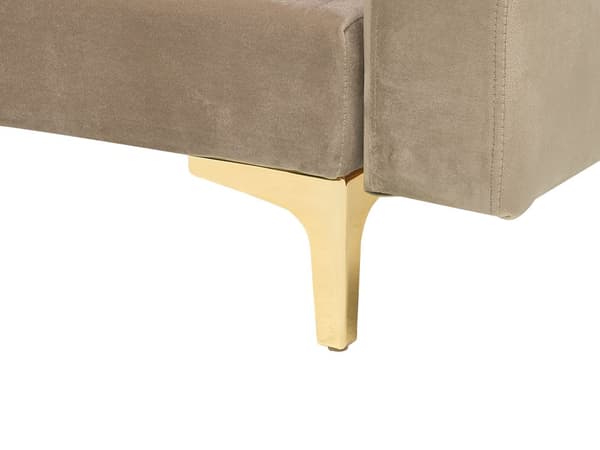 Hjørnesofa Beige Fløyel Moderne L-formet Modulær 4-seter med fotskammel og sjeselong Venstrevendt