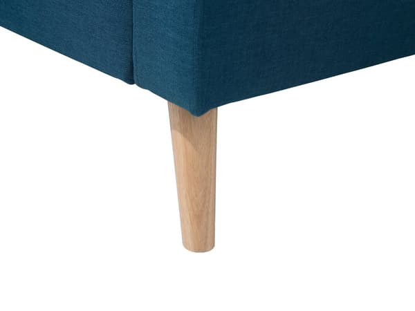 Sofa Blått Stoff med 2-seters Knappepolstring og 2 Puffer