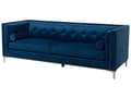 Miniatyrbilde 4 av 9: Sofa Blå Fløyel 3-seters Sofa til Stuen Chesterfield Retro Glamour Design Stil