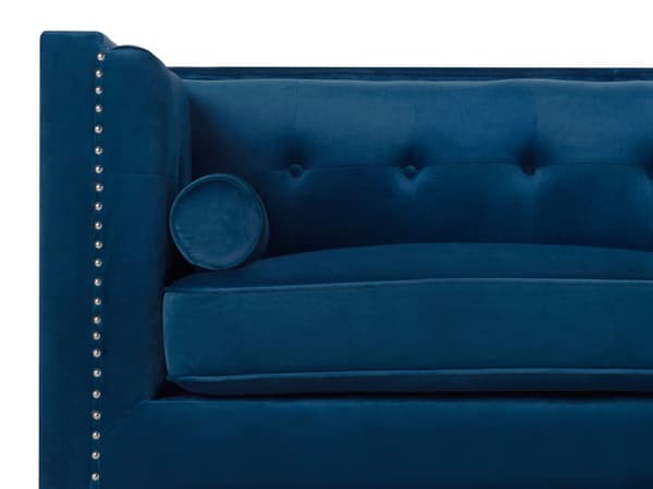 Sofa Blå Fløyel 3-seters Sofa til Stuen Chesterfield Retro Glamour Design Stil