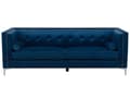 Miniatyrbilde 1 av 9: Sofa Blå Fløyel 3-seters Sofa til Stuen Chesterfield Retro Glamour Design Stil