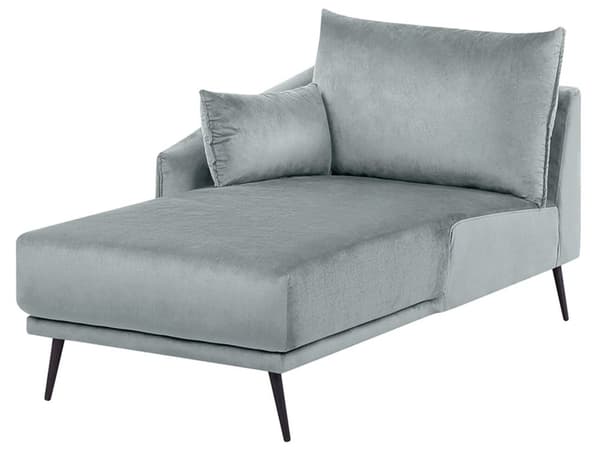 Hjørnesofa Grå Fløyel med LED-lys Høyrevendt L-formet 3-seter med Sjeselong Metallben Moderne Stue
