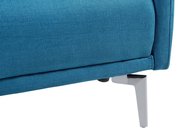 Sovesofa Blå Stoff 3-seter Metallben Dekorative knapper Avtakbare putetrekk Justerbar ryggstøtte Sofa med sovefunksjon Moderne design Stue