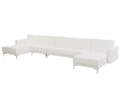 Miniatyrbilde 4 av 7: Hjørnesofa Hvit Kunstskinn Tuftet Moderne U-formet Modulær 6-seter med Sjeselonger