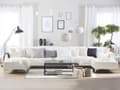 Miniatyrbilde 2 av 7: Hjørnesofa Hvit Kunstskinn Tuftet Moderne U-formet Modulær 6-seter med Sjeselonger