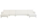 Miniatyrbilde 1 av 7: Hjørnesofa Hvit Kunstskinn Tuftet Moderne U-formet Modulær 6-seter med Sjeselonger