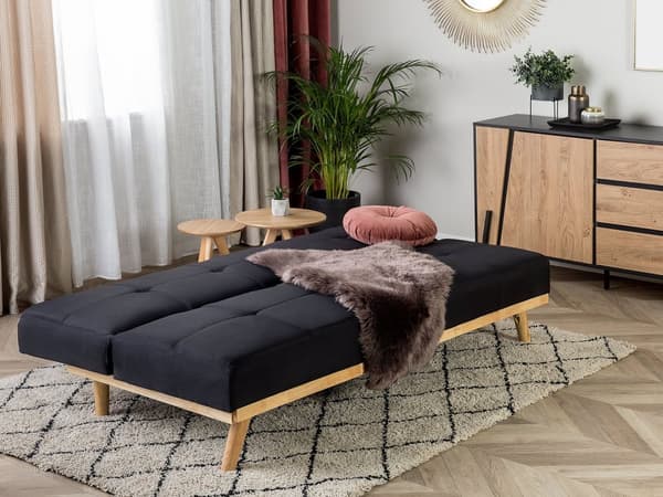 3-seters Sovesofa Svart Tuftet Komfortabel Moderne Stue Treben