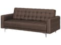 Miniatyrbilde 4 av 9: Sovesofa Brun Stoff 3-seter Metallben Dekorative knapper Justerbar rygg Moderne design Stue Sofa