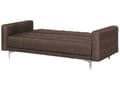 Miniatyrbilde 5 av 9: Sovesofa Brun Stoff 3-seter Metallben Dekorative knapper Justerbar rygg Moderne design Stue Sofa
