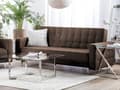 Miniatyrbilde 2 av 9: Sovesofa Brun Stoff 3-seter Metallben Dekorative knapper Justerbar rygg Moderne design Stue Sofa