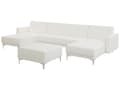 Miniatyrbilde 4 av 7: Hjørnesofa Hvit Kunstskinn Tuftet Moderne U-formet Modulær 5-seter med Osmanske Sjeselonger