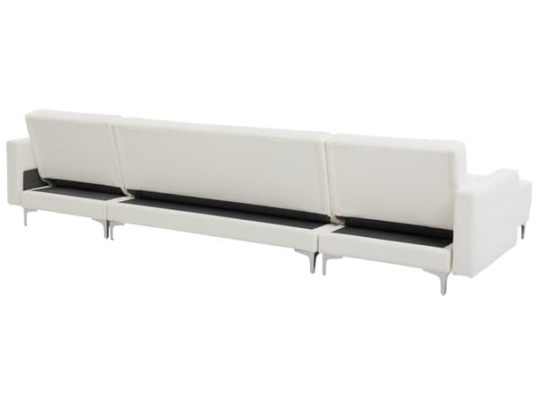 Hjørnesofa Hvit Kunstskinn Tuftet Moderne U-formet Modulær 5-seter med Osmanske Sjeselonger