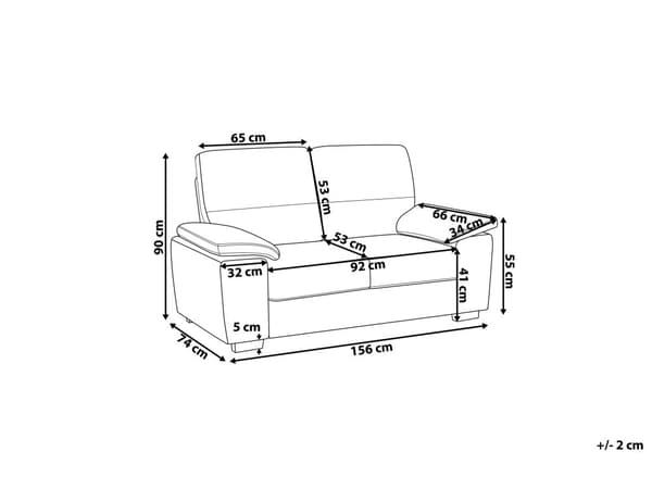 Sofa Brun 2-seter Stue Kunstskinn