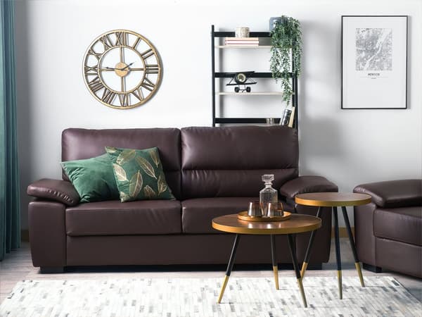 Sofa Brun 3-seter Stue Kunstskinn