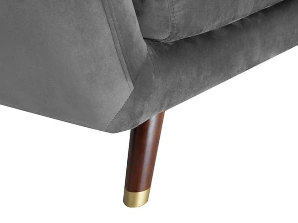 Sofa Grå Fløyel 2-seters Knapp Tuftet Rygg Polstret Sete Treben