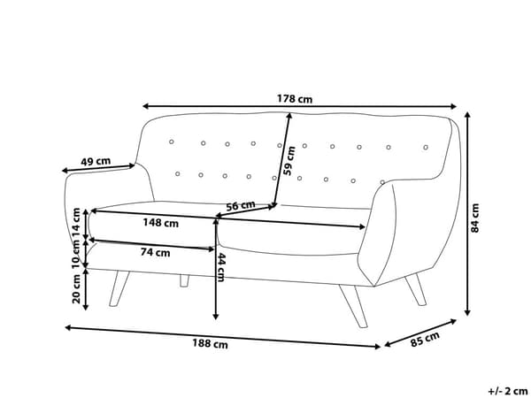 Sofa Grå Fløyel 3-seters Knapp Tuftet Rygg Polstret Sete Treben