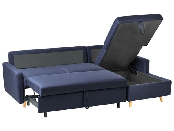 Hjørnesofa Blått Sofa 4-seters Oppbevaring L-formet Venstrehåndsorientering