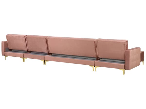 Hjørnesofa med sovefunksjon Rosa Velour 428 x 168 x 83 cm Tuftet stoff Modulær U-form 6-seter med fotskammel Sjeselong Moderne