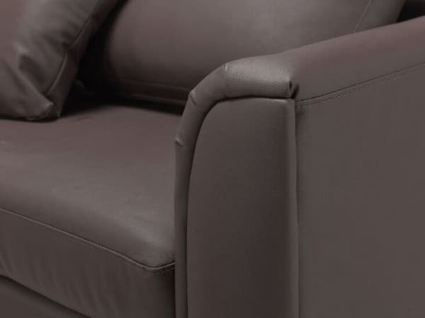 Hjørnesofa brun skinnpolstret L-sofa, høyrehendt orientering