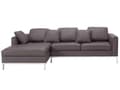Miniatyrbilde 1 av 6: Hjørnesofa brun skinnpolstret L-sofa, høyrehendt orientering